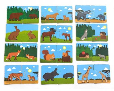 Бигр Магнитные пазлы Мама и малыш, дикие и домашние животные