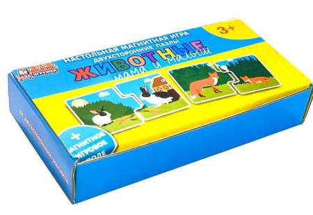 Бигр Магнитные пазлы Мама и малыш, дикие и домашние животные