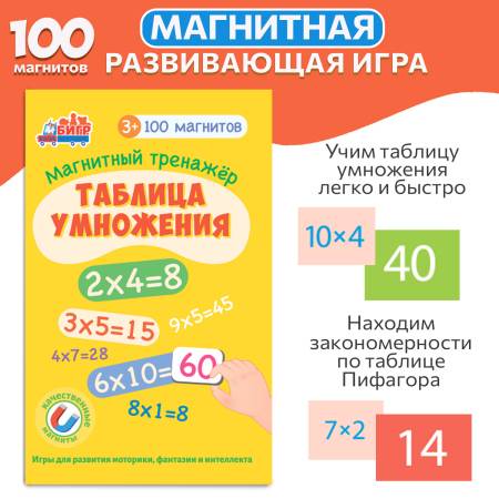 Бигр Магнитная игра "Таблица умножения"