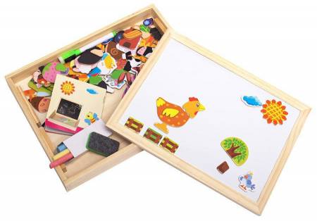 Ферма: Двухсторонняя деревянная магнитно-маркерная доска с магнитными фигурами