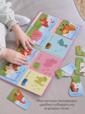 Бигр Магнитные пазлы-половинки Домашние животные