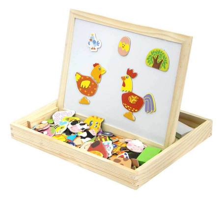 Ферма: Двухсторонняя деревянная магнитно-маркерная доска с магнитными фигурами