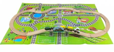 Деревянная железная дорога 80 деталей