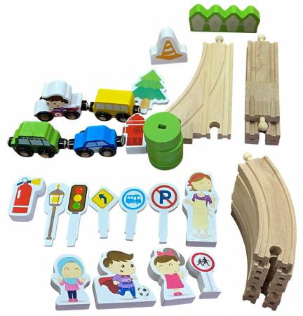 Деревянная железная дорога, 36 деталей