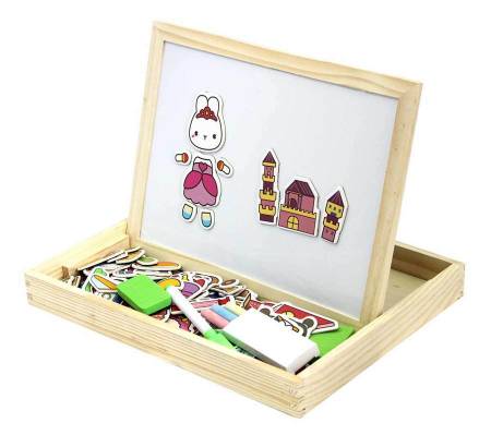 Королевство: Двухсторонняя деревянная магнитно-маркерная доска с магнитными фигурами